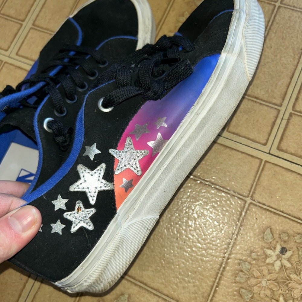 Vans Black and Blue Star Sneakers